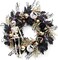 Halloween Wreath, 24 Inch Halloween Door Wreath with Lights, Black Gold Halloween Decorations with Scary Skull Skeleton Ornaments for Porch Window Outdoor Indoor Home Party Decor